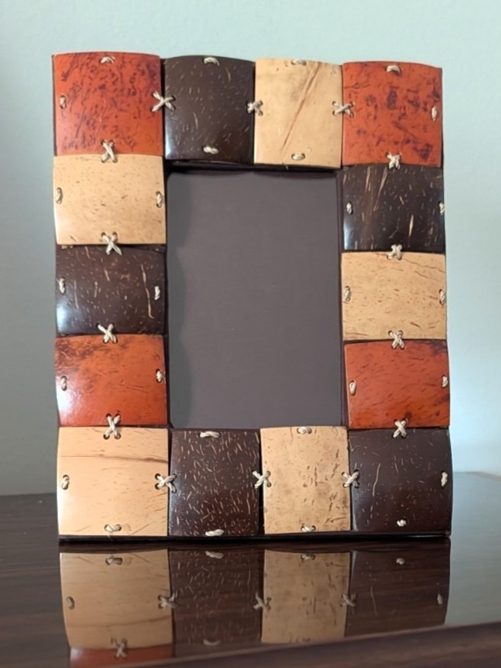 Rustic Look Photo Frame in Browns and Orange